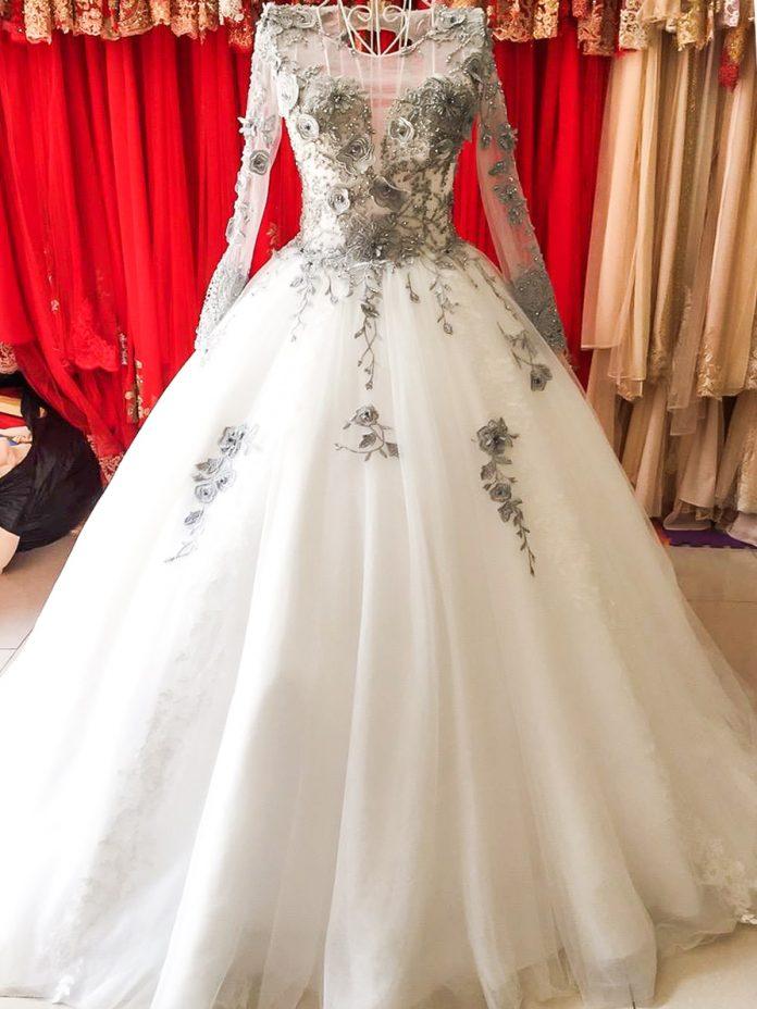Hình ảnh váy cưới đẹp màu xám (Ảnh: Internet)