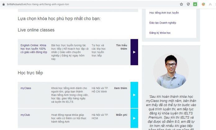 Khóa tiếng Anh dành cho người lớn tại Hội đồng Anh (ảnh: BlogAnChoi)