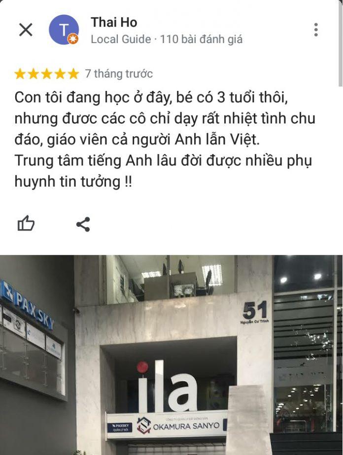 Đánh giá của phụ huynh về trung tâm Anh ngữ ILA (ảnh: BlogAnChoi)