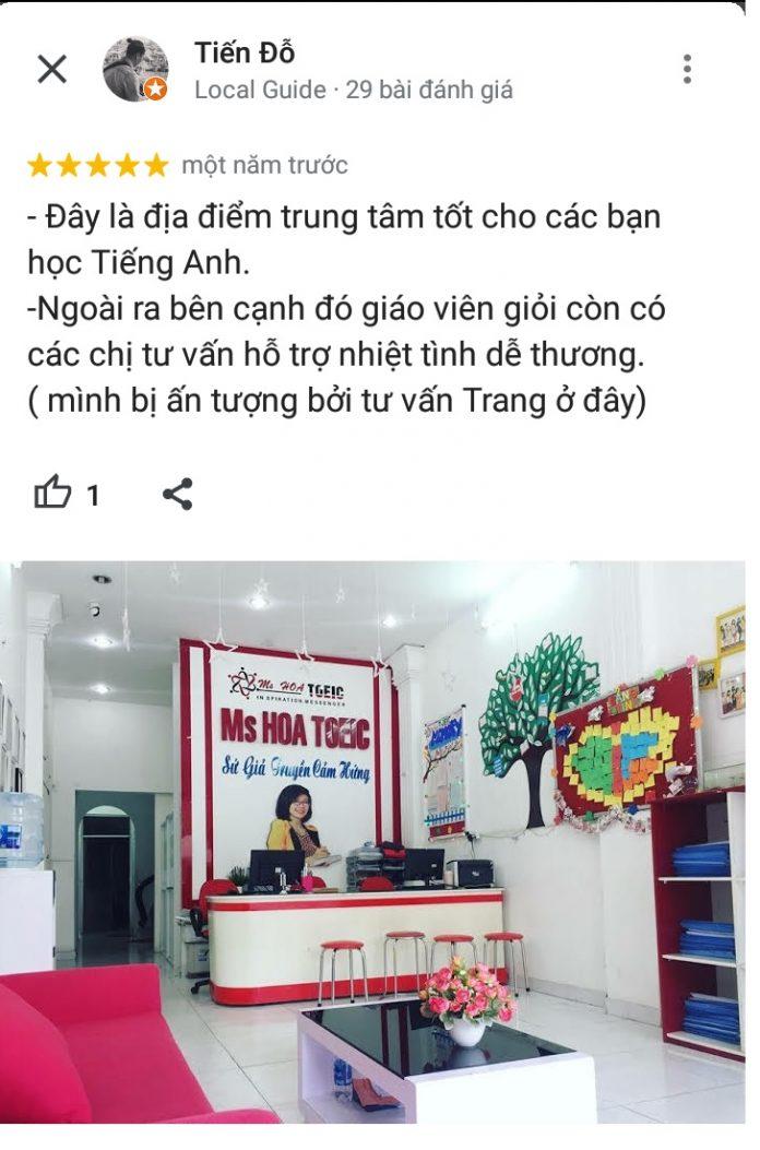 Đánh giá của học viên về trung tâm Anh ngữ MS HOA TOEIC (ảnh: BlogAnChoi)