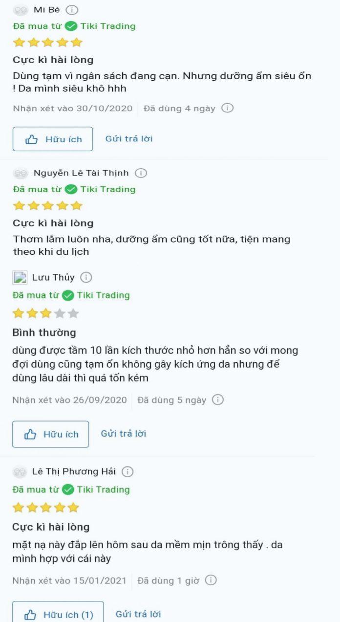 Một vài phản hồi của khách hàng trên Tiki (ảnh: BlogAnChoi)