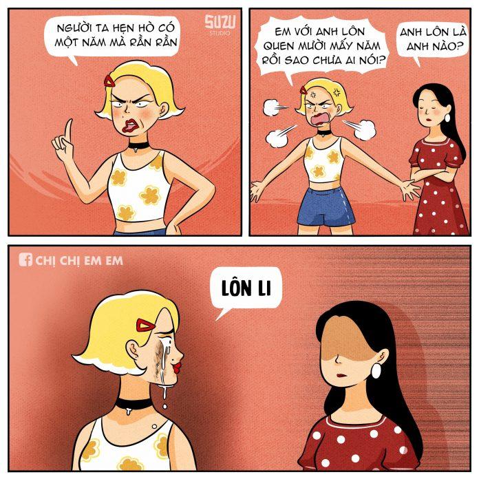 Chị Chị Em Em - một trong những tựa truyện tranh Việt mang lại tiếng cười. Nguồn: Fanpage Chị Chị Em Em