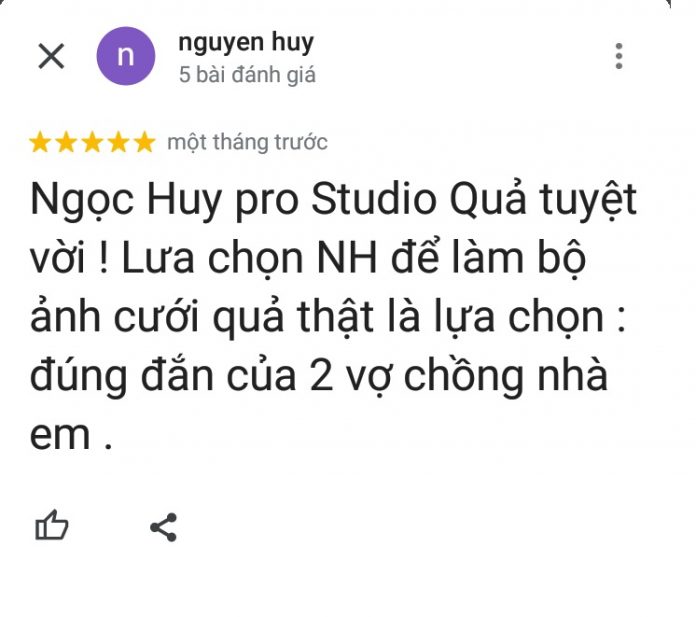 Đánh giá của khách hàng về Ngọc Huy Pro Studio (ảnh: BlogAnChoi)