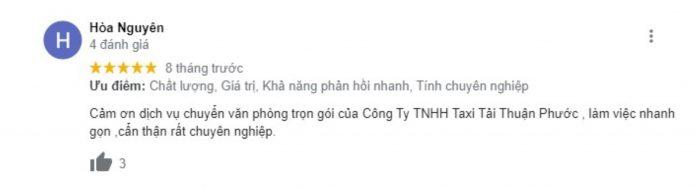 Đánh giá của khách hàng về Taxi tải Thuận Phước. (Nguồn: BlogAnChoi)