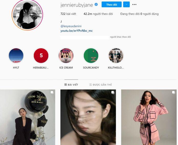 Số người theo dõi hiện tại của Jennie là 41,92 triệu người (Nguồn: Instagram)