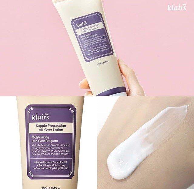 Klairs Supple Preparation All-Over Lotion dưỡng ẩm hiệu quả cho cả da mặt và những vùng da khác trên cơ thể (Nguồn: BlogAnChoi)