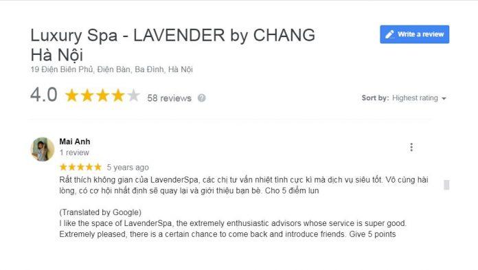 Đánh giá của khách hàng về viện thẩm mỹ Lavender ( nguồn: BlogAnChoi)