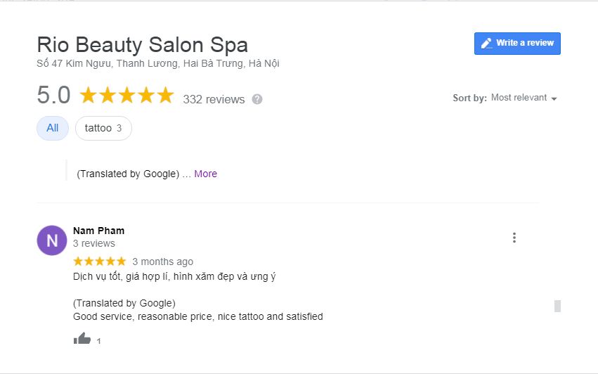 Đánh giá của khách hàng về Rio Beauty Salon Spa ( nguồn: BlogAnChoi)