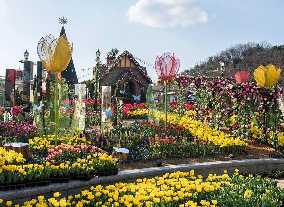 Không gian trồng hoa được thiết kế rất sinh động và bắt mắt của công viên Everland (Ảnh: Internet).