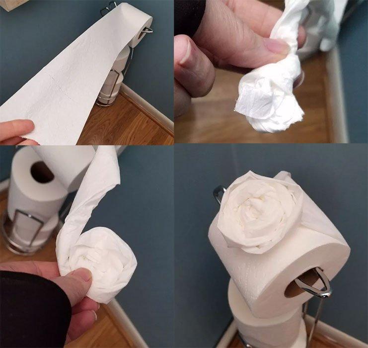 Gấp giấy vệ sinh đẹp độc đáo. (Ảnh: Internet)