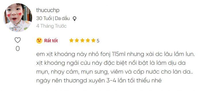 Review của người dùng về xịt khoáng ngải cứu Fraijour. (Ảnh: BlogAnChoi)