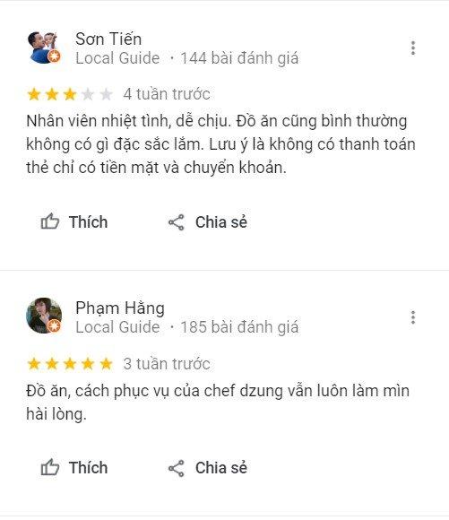 Đánh giá của khách hàng về Buffet hải sản Chef Dzung (Nguồn: Internet)