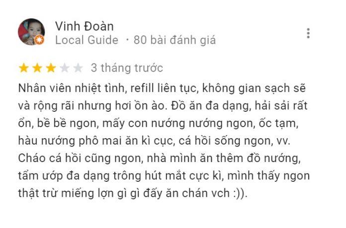 Đánh giá của khách hàng về Nhà hàng Buffet Chef Dzung (Nguồn: Internet)