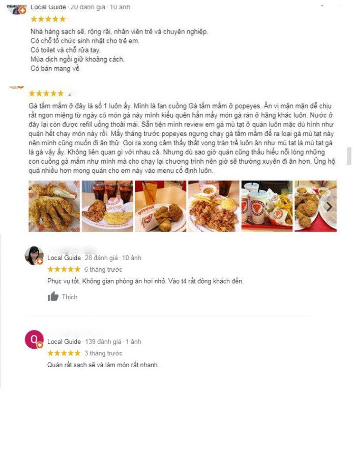 Một số đánh giá của khách hàng. (Ảnh : BlogAnChoi) Một số đánh giá của khách hàng. (Ảnh : BlogAnChoi)