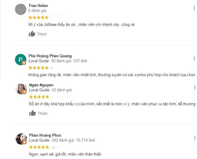 Đánh giá khách hàng về Jollibee. (Ảnh : Internet). Đánh giá khách hàng về Jollibee. (Ảnh : Internet).