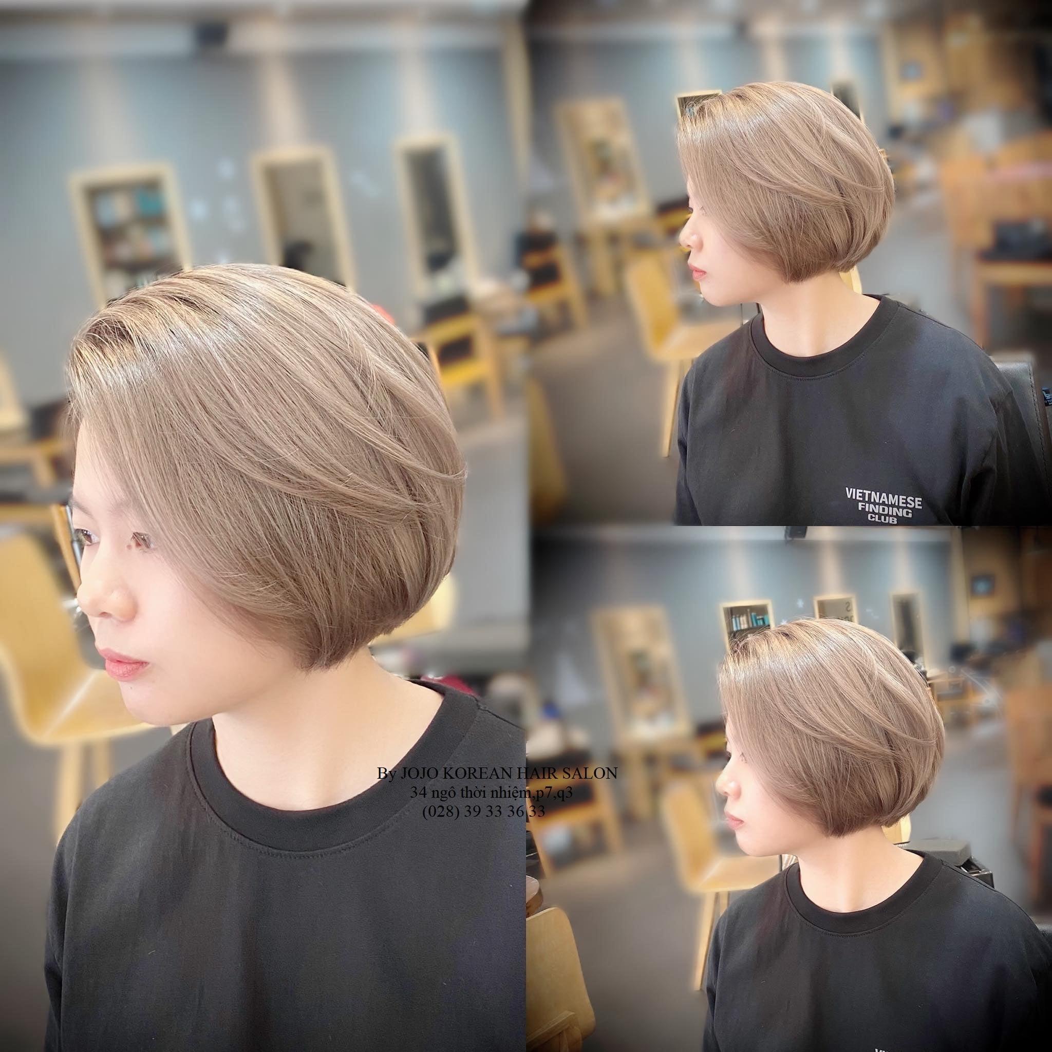Mẫu tóc ngắn nâu trà sữa. Nguồn: Fanpage JoJo Korean Hair Salon