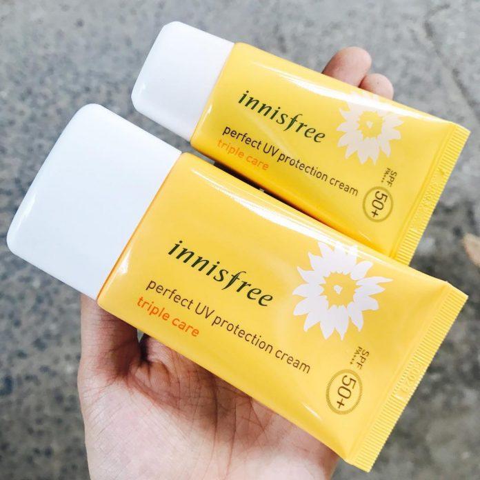 Kem chống nắng Innisfree Perfect UV Protection Cream Triple Care với chỉ số SPF 50, PA+++ bảo vệ da hiệu quả khỏi tia UV ( Nguồn: internet)