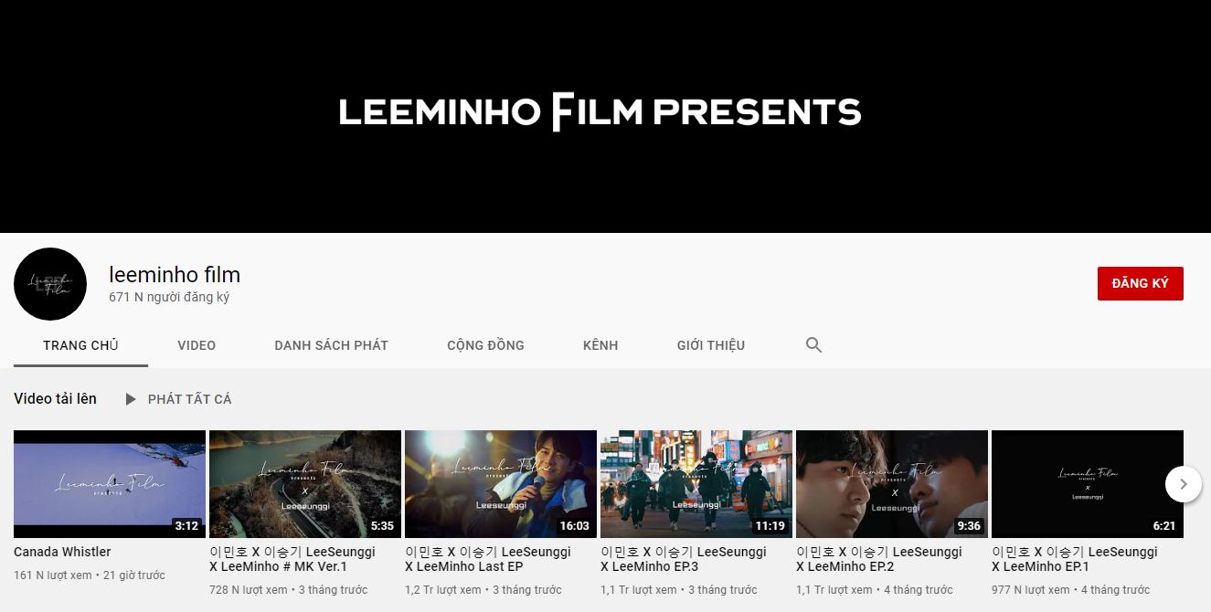 Kênh YouTube chính thức của Lee Min Ho (Ảnh: Internet).
