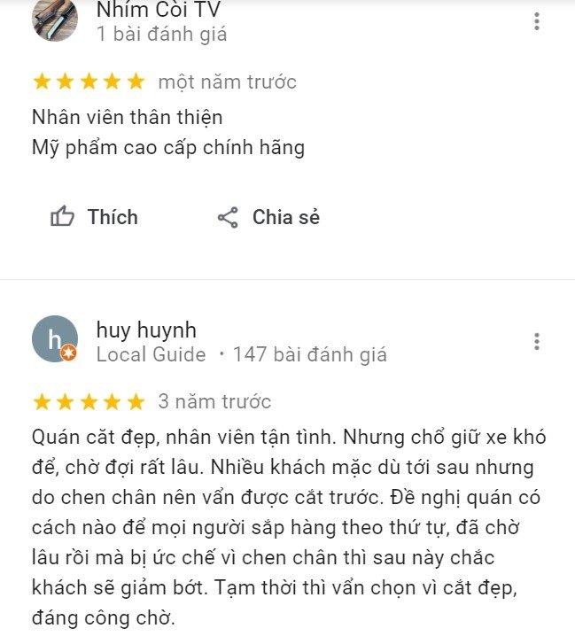 Đánh giá tích cực về chất lượng, dịch vụ tại Lãng Tử từ khách hàng trên Google Maps (Nguồn: Internet)