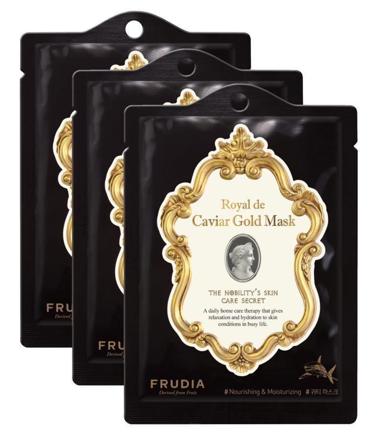 Mặt nạ giấy Frudia Royal De Caviar Gold Mask với chiết xuất từ trứng cá tầm thượng hạng nuôi dưỡng da ( Nguồn: internet)