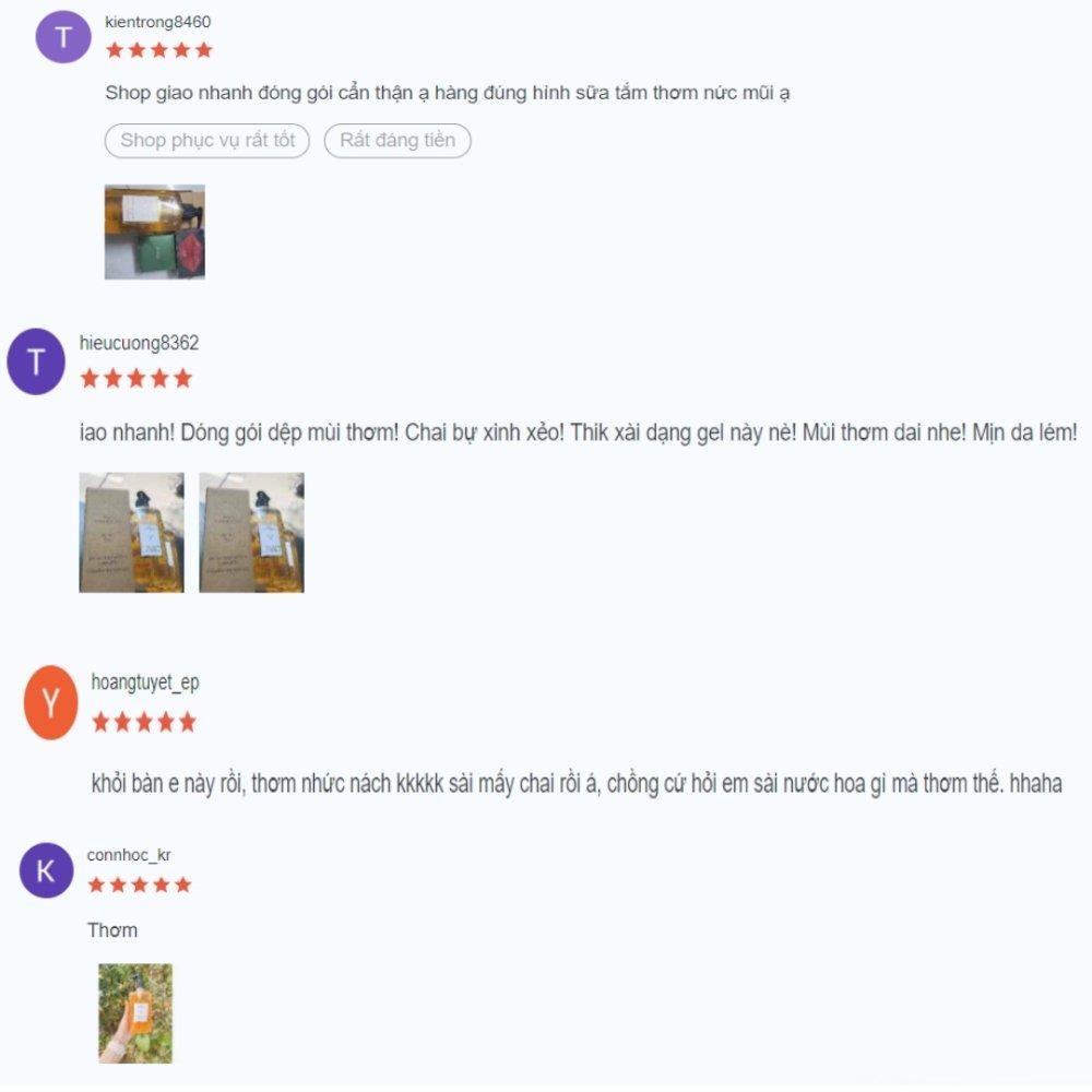 Một vài đánh giá của khách hàng trên Shopee (ảnh: internet)