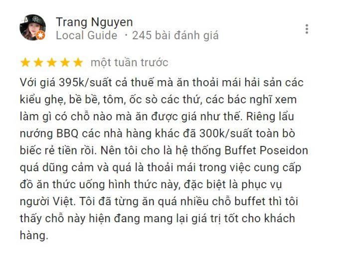 Đánh giá của khách hàng về Buffet Poseidon (Nguồn: Internet)