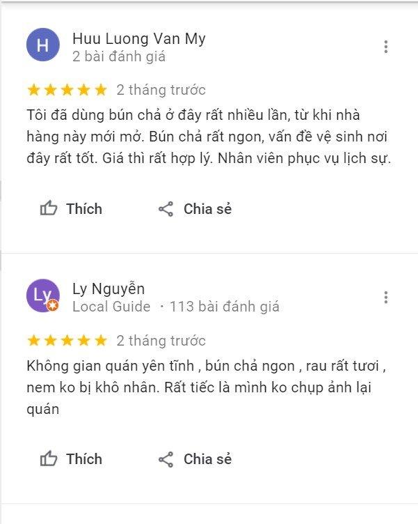 Đánh giá của khách hàng về Bún Chả Hà Nội Xưa (Nguồn: BlogAnChoi) Đánh giá của khách hàng về Bún Chả Hà Nội Xưa (Nguồn: BlogAnChoi)