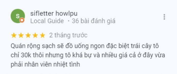 Đánh giá của khách hàng về quán Sinh Tố Trái Cây Dĩa 567. (Ảnh: BlogAnChoi)