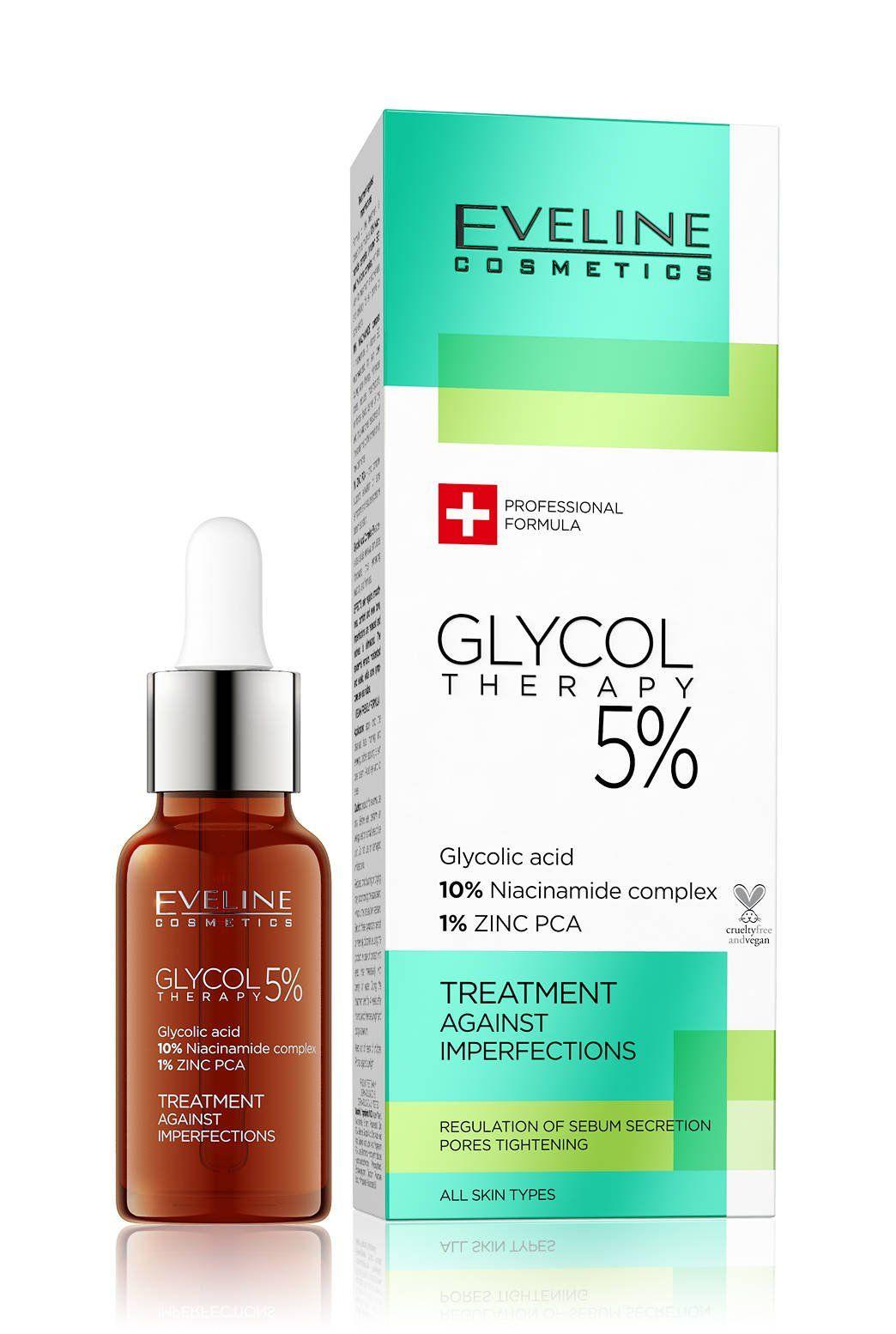 Thiết kế của sản phẩm Eveline Glycol Therapy 5+10% Niacinamde+1% Zinc bằng tiếng Anh (Ảnh: Internet).