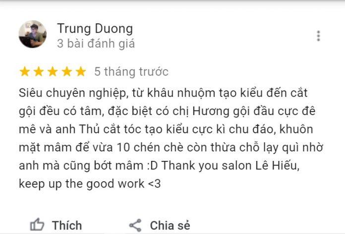 Đánh giá của khách hàng về Salon Lê Hiếu. (Ảnh: BlogAnChoi)