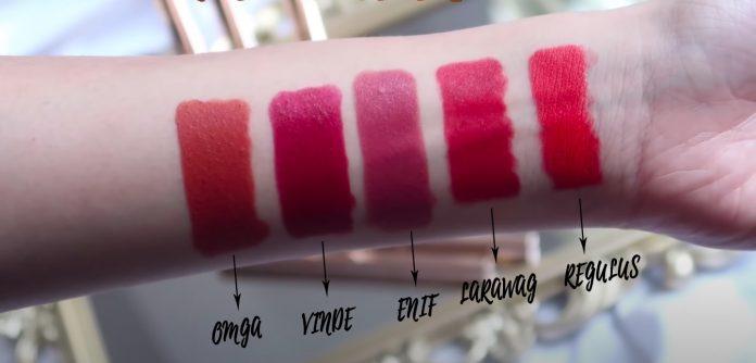 5 màu son với tone màu thiên đỏ sang trọng của Lustre Ultra Slim Matte Lipstick. (ảnh: internet)