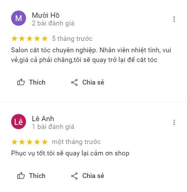Hair Salon Tuấn Thanh được đánh gia 5* từ khách hàng vì sự chuyên nghiệp và nhiệt tình (Nguồn: Internet)