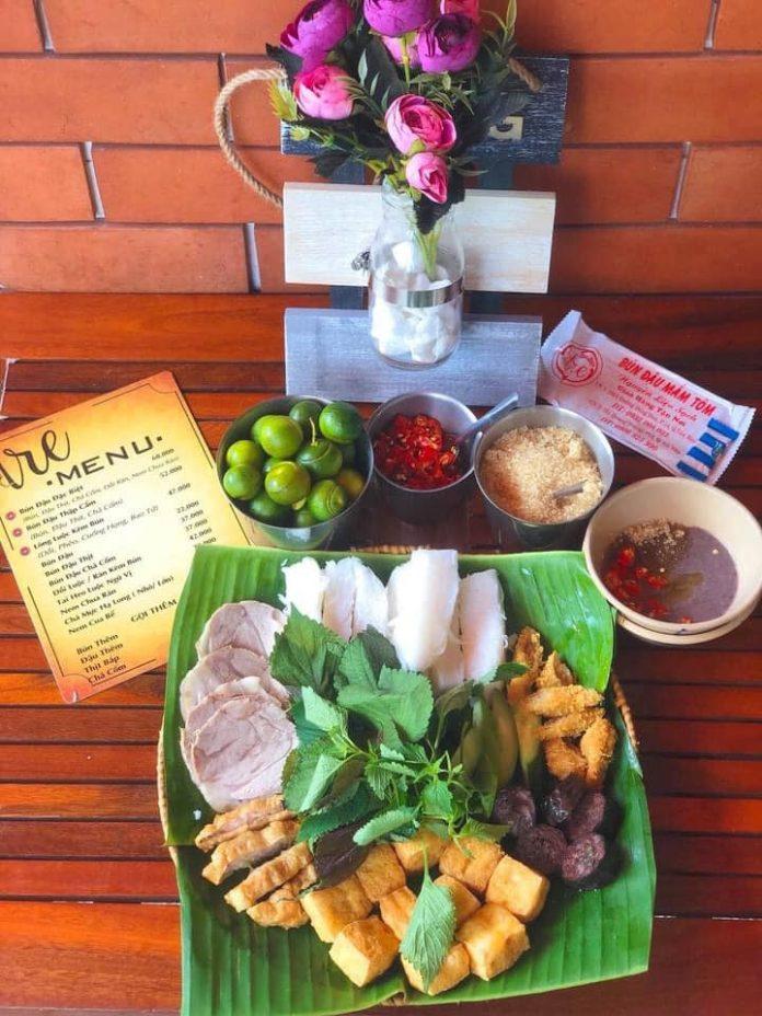 Một phần bún đậu của Tre Quán (ảnh : internet)