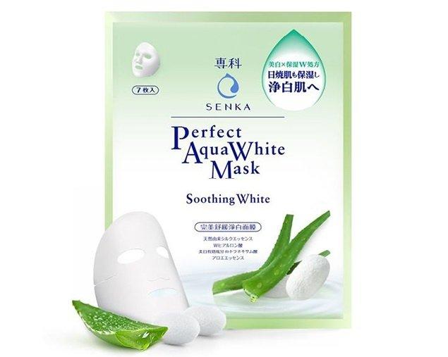 Mặt nạ Senka Perfect Aqua White Mask Soothing White có tác dụng làm dịu da, cấp ẩm cho da ( Nguồn: internet)