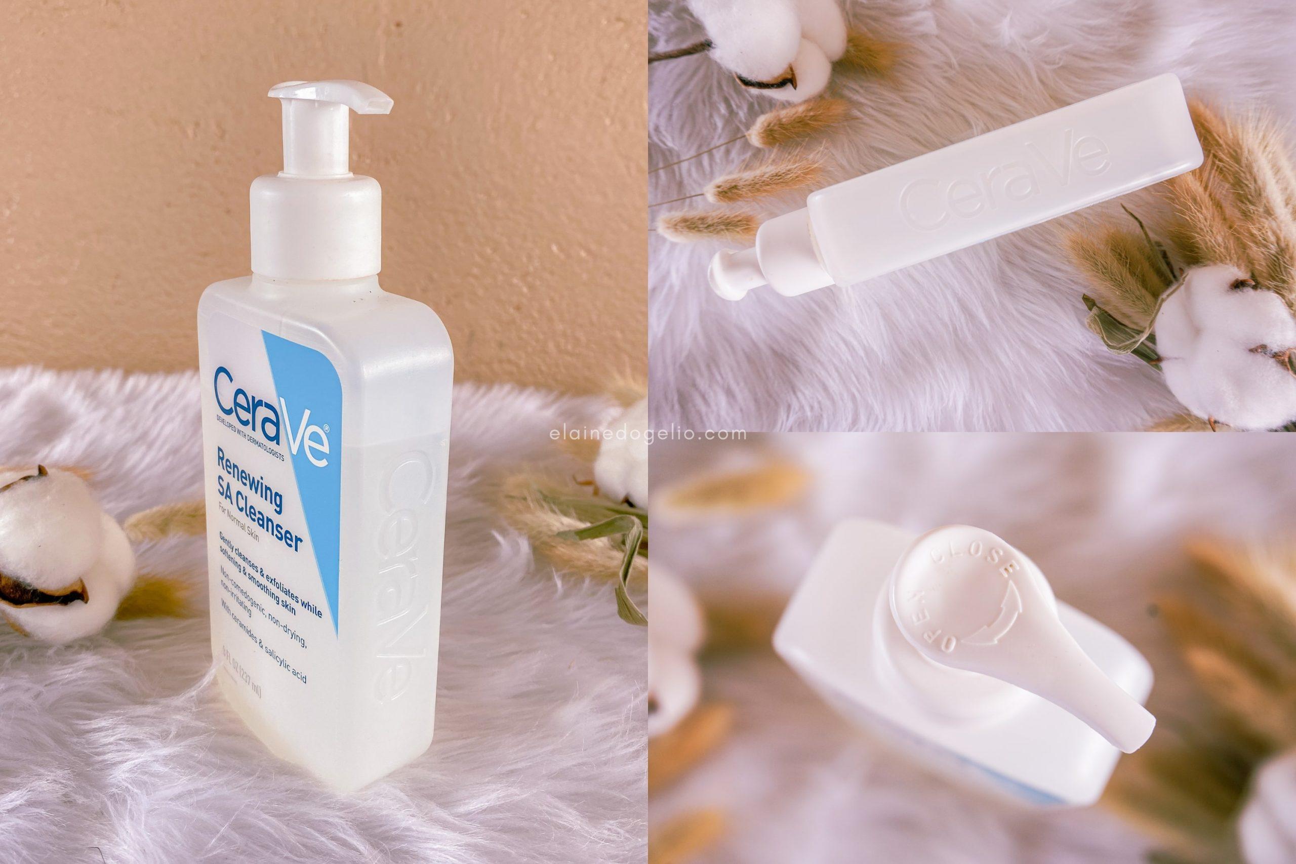 Bao bì sữa rửa mặt CeraVe Renewing SA Cleanser được thiết kế dưới dạng chai trụ dẹt cùng đầu pump tiện lợi (Nguồn: Internet).