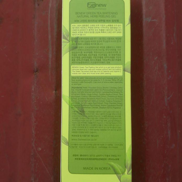 Review tẩy da chết Benew Green Tea Whitening Natural Herb Peeling Gel