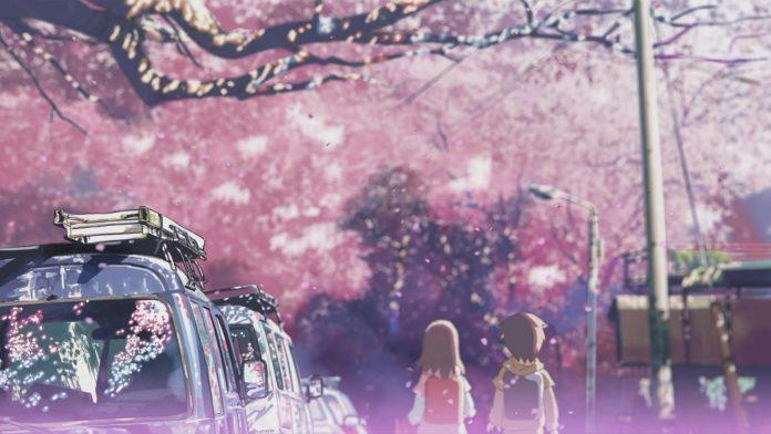 Cảnh hoa anh đào rơi cực đẹp trong anime 5 cm/s (ảnh: internet)