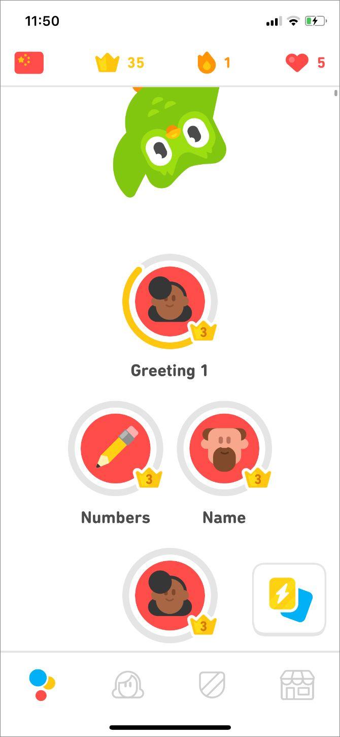 Giao diện của Duolingo (Ảnh: Internet).