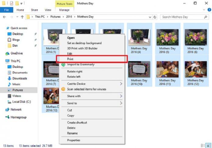 Chọn hình ảnh cần in và nhấn Print (Ảnh: Internet). Chọn hình ảnh cần in và nhấn Print (Ảnh: Internet).