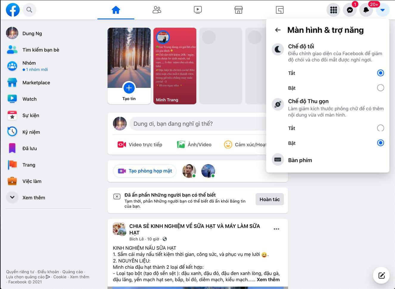 Bước 3. Ở trong phần "Màn hình và trợ năng", bạn chọn "Bật" ở Chế độ tối. (Ảnh: BlogAnChoi). Bước 3. Ở trong phần "Màn hình và trợ năng", bạn chọn "Bật" ở Chế độ tối. (Ảnh: BlogAnChoi).