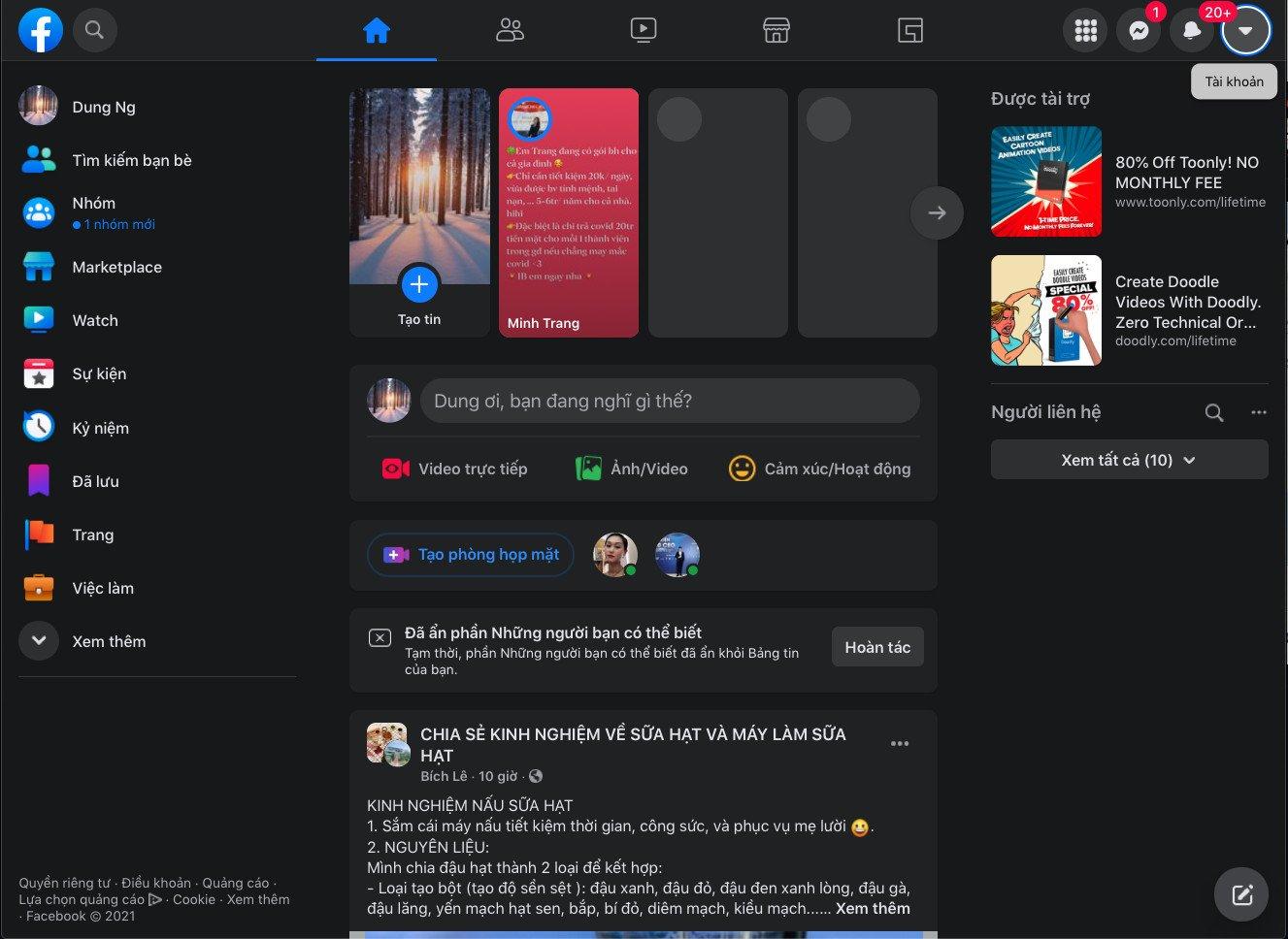 Toàn bộ giao diện đã được chuyển sang chế độ tối (Ảnh: BlogAnChoi). Toàn bộ giao diện đã được chuyển sang chế độ tối (Ảnh: BlogAnChoi).