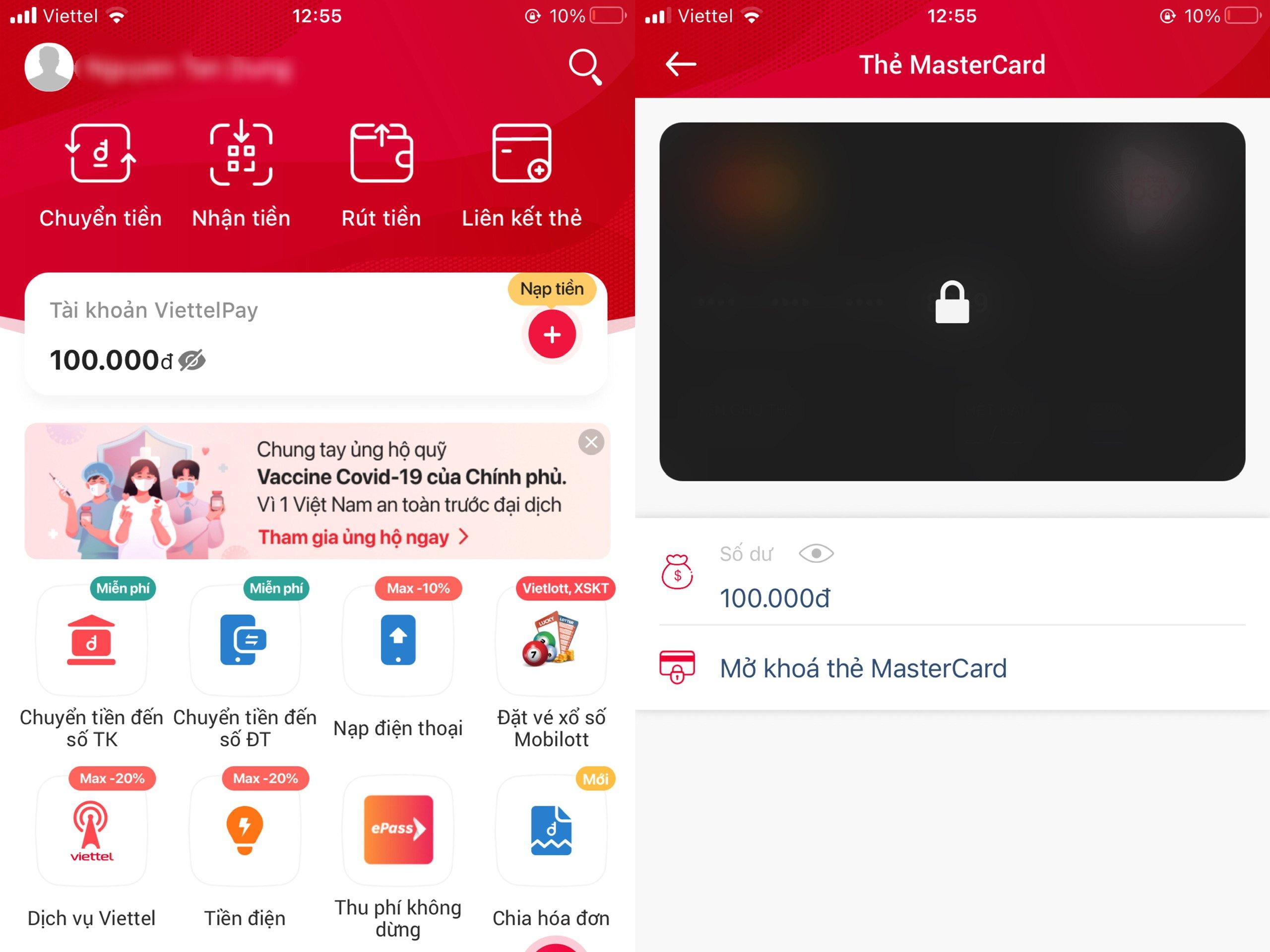 Số dư tài khoản MasterCard sẽ trùng với số dư tài khoản gốc của ViettelPay (Ảnh: BlogAnChoi).