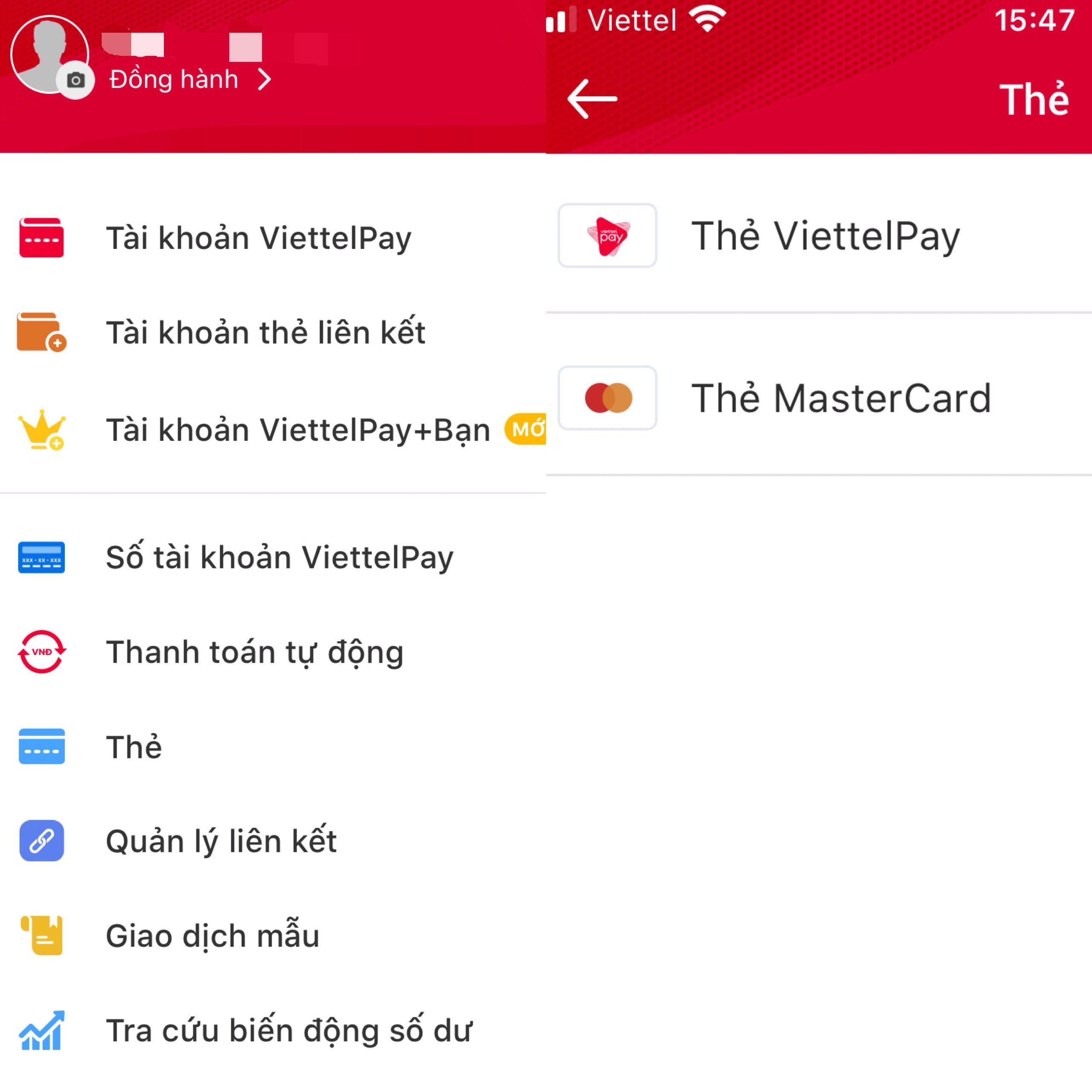 Các bạn mở tab Cá nhân, chọn mục Thẻ > Thẻ Mastercard (Ảnh: BlogAnChoi).