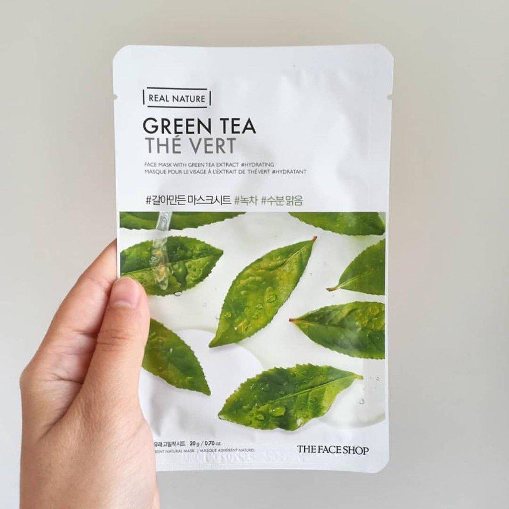 Liệu pháp dịu da tiếp theo là TheFaceShop Real Nature Green Tea (Nguồn: Internet)