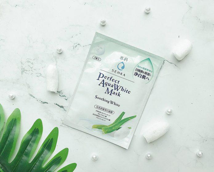 Mặt nạ Senka Perfect Aqua White Mask Soothing White giúp làm sáng da (Nguồn: Internet)