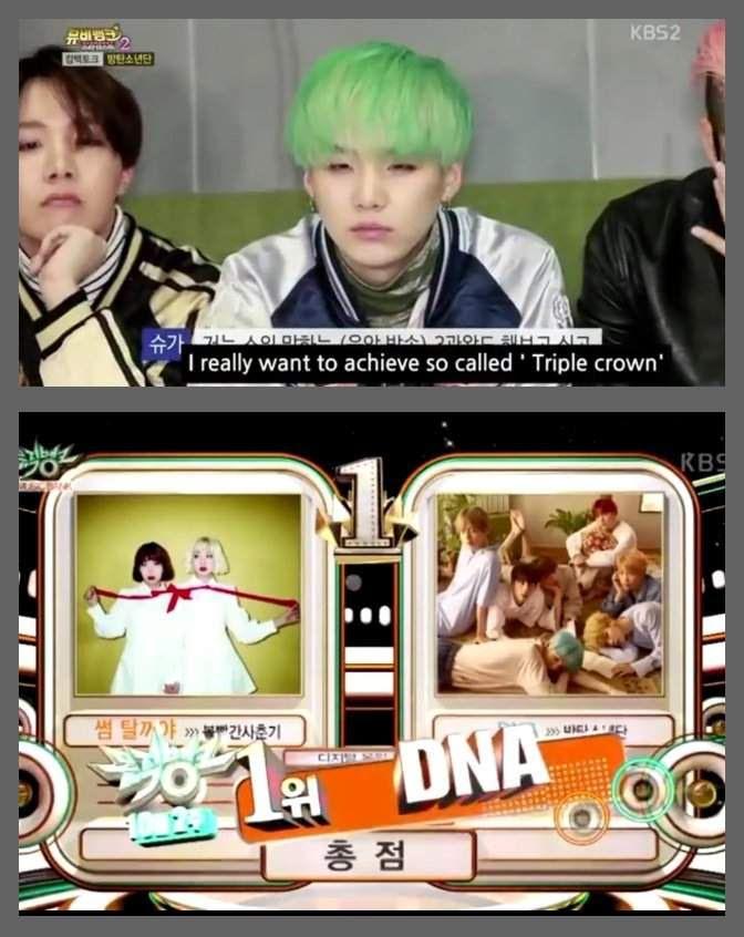 BTS giành được "Triple Crown" với "DNA" trên Music Bank (Ảnh: Internet)