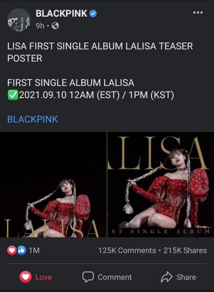 Solo poster của BLACKPINK LISA cán mốc 1 triệu lượt likes nhanh nhất chỉ trong vòng 9 giờ 17 phút. (Nguồn: BlogAnChoi)