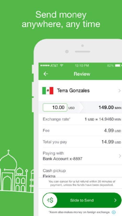 Chuyển tiền quốc tế với app Xoom (Ảnh: Internet).