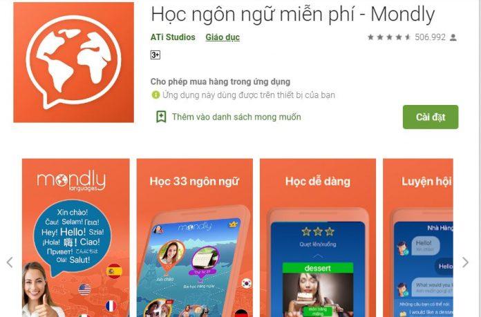 App học tiếng Hàn miễn phí Mondly (Ảnh: Internet).