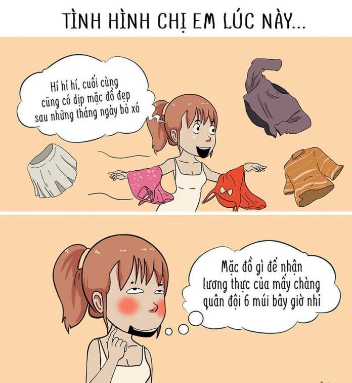 Tâm trạng của các chị em khi nghe tin anh bộ đội đến nhà. (Ảnh: Internet)